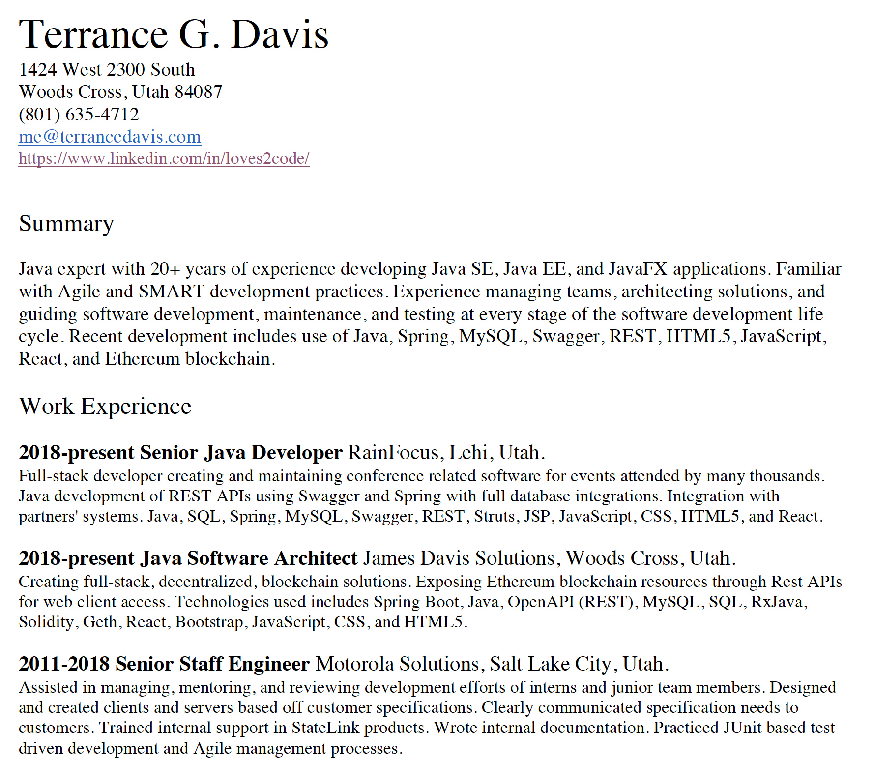 Resume – Terrance Davis